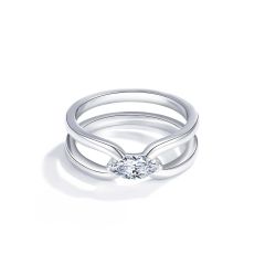Stevie Unchained Ring with Marquise Cubic Zirconia Rhodium Plated