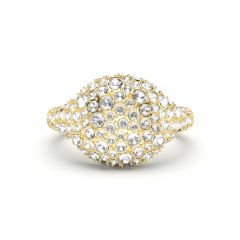 Pave Dome Cocktail Ring Clear Crystals Gold Plated