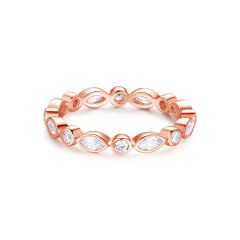 Alluring Brilliant  Marquise Cut Ring in Sterling Silver Rose Gold Plated
