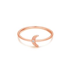 Mini Crescent Moon Ring  in Sterling Silver Rose Gold Plated