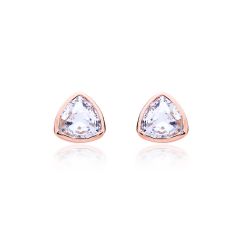 MYJS Trillion Brief Stud Earrings with Clear Swarovski® Crystals Rose Gold Plated