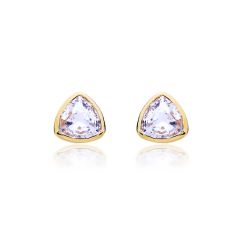 MYJS Trillion Brief Stud Earrings with Clear Swarovski® Crystals Gold Plated