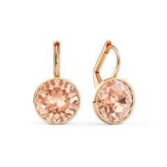 Bella Earrings with 4 Carat Light Peach Crystals Rose Gold Plated