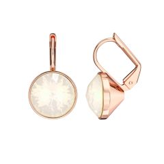 Bella Earrings with 4 Carat White Opal Crystals Rose Gold Plated