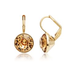 Bella Earrings with 4 Carat Light Colorado Topaz Swarovski® Crystals Gold Plated