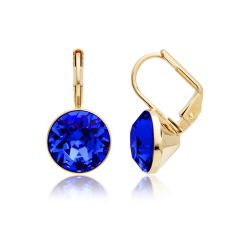 Bella Earrings with 4 Carat Majestic Blue Crystals Gold Plated