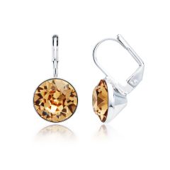 Bella Earrings with 4 Carat Light Colorado Topaz Crystals Rhodium Plated