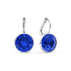 Bella Earrings with 4 Carat Majestic Blue Crystals Silver Plated