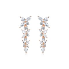 Victoria Cluster Drop Earrings with Cubic Zirconia Rose Gold Plated