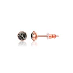 Signature Stud Earrings with Carat Swarovski Black Diamond Crystals 3 Sizes Rose Gold Plated