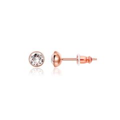 Signature Stud Earrings with Carat Clear Swarovski Crystals 3 Sizes Rose Gold Plated