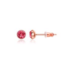 Signature Stud Earrings with Carat Indian Pink Swarovski Crystals 3 Sizes Rose Gold Plated