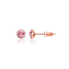 Signature Stud Earrings with Carat Light Rose Swarovski Crystals 3 Sizes Rose Gold Plated