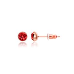 Signature Stud Earrings with Carat Light Siam Swarovski Crystals 3 Sizes Rose Gold Plated