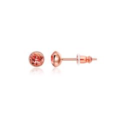 Signature Stud Earrings with Carat Padparadscha Swarovski Crystals 3 Sizes Rose Gold Plated