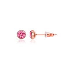 Signature Stud Earrings with Carat Rose Swarovski Crystals 3 Sizes Rose Gold Plated