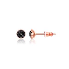 Signature Stud Earrings with Carat Silver Night Swarovski Crystals 3 Sizes Rose Gold Plated