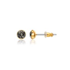 Signature Stud Earrings with Carat Black Diamond Swarovski Crystals 3 Sizes Gold Plated