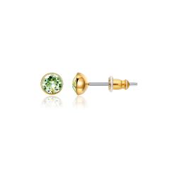 Signature Stud Earrings with Carat Chrysolite Swarovski Crystals 3 Sizes Gold Plated
