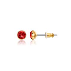 Signature Stud Earrings with Carat Light Siam Swarovski Crystals 3 Sizes Gold Plated