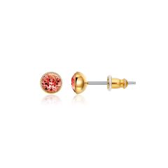 Signature Stud Earrings with Carat Padparadscha Swarovski Crystals 3 Sizes Gold Plated