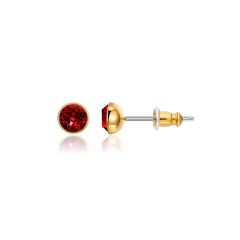 Signature Stud Earrings with Carat Ruby Swarovski Crystals 3 Sizes Gold Plated