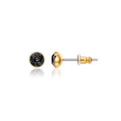 Signature Stud Earrings with Carat Silver Night Swarovski Crystals 3 Sizes Gold Plated