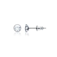 Signature Stud Earrings with Carat Moon Light Swarovski Crystals 3 Sizes Rhodium Plated