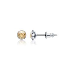 Signature Stud Earrings with Carat Golden Shadow Swarovski Crystals 3 Sizes Rhodium Plated