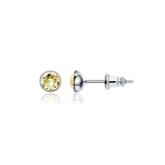 Signature Stud Earrings with Carat Jonquil Swarovski Crystals 3 Sizes Rhodium Plated