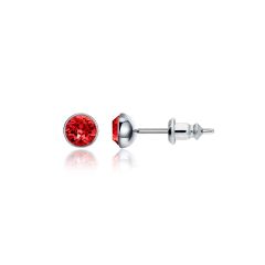 Signature Stud Earrings with Carat Siam Swarovski Crystals 3 Sizes Rhodium Plated