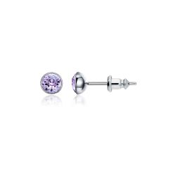 Signature Stud Earrings with Carat Provence Lavender Swarovski Crystals 3 Sizes Rhodium Plated