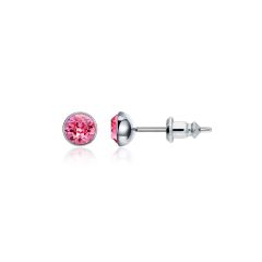 Signature Stud Earrings with Carat Rose Swarovski Crystals 3 Sizes Rhodium Plated