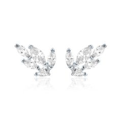 Louison Stud  Earrings with CZ Rhodium Plated