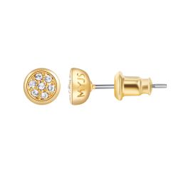 Sparkling Circle Stud Earrings with Swarovski Crystals Gold Plated