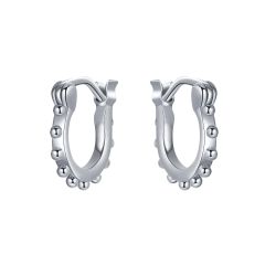 Studded Mix Hoop Carrier Earring Rhodium Plated