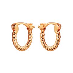 Twist Rope Mix Hoop Carrier Earring Rose Gold Plated