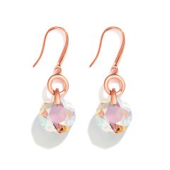 Bella O Drop Earrings with Crystal Shimmer Crystals Rose Gold Plated