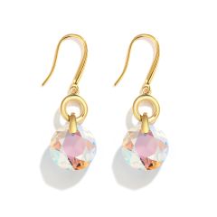 Bella O Drop Earrings with Crystal Shimmer Crystals Gold Plated