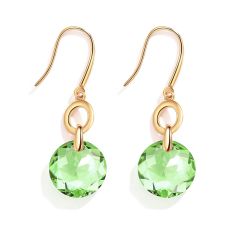 Bella O Drop Earrings with Peridot Crystals Gold Plated