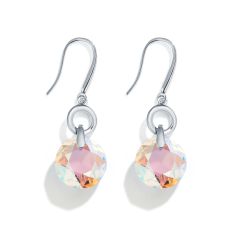 Bella O Drop Earrings with Crystal Shimmer Crystals Silver Plated