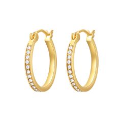 Eternity Mix Carrier Hoop Earrings 18mm Crystal Gold Plated