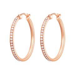 Eternity Mix Carrier Hoop Earrings 26mm Crystal Rose Gold Plated