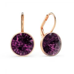 Bella Earrings with 6 Carat Amethyst Crystals Rose Gold Plated