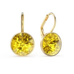 Bella Earrings with 6 Carat Light Topaz Crystals Gold Plated