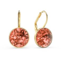 Bella Earrings 6 Carat Drop Earrings Rose Peach Crystals Gold Plated