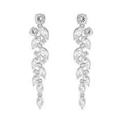 Paloma Drop Earrings with Swarovski Crystals Rhodium Plated