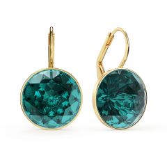 Bella Earrings with 10 Carat Blue Zircon Crystals Gold Plated