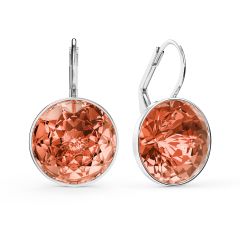 Bella Earrings 10 Carat Drop Earrings Rose Peach Crystals Rhodium Plated
