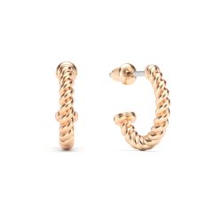 Rope Coil 13mm Mix Hoop Earrings Rose Gold Plated